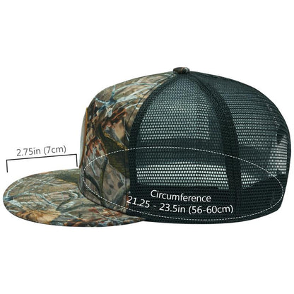 BASSDASH Flat Brim Trucker Cap Adjustable Snapback Hat Mesh Back for Men Women Fishing Hunting