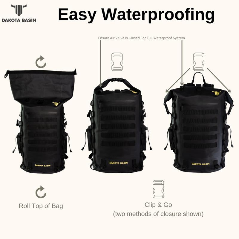 Dakota Basin 35L Tactical Dry Bag for River, Hiking, Camping, Boating, and Survival Dry Bag